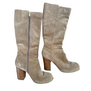 Nine West Tan Suede Tall Boots With Heel